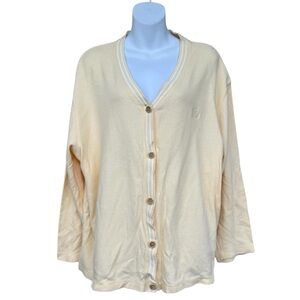 Vintage Elizabeth by Liz Claiborne Butter Yellow Cardigan Sweater V-Neck